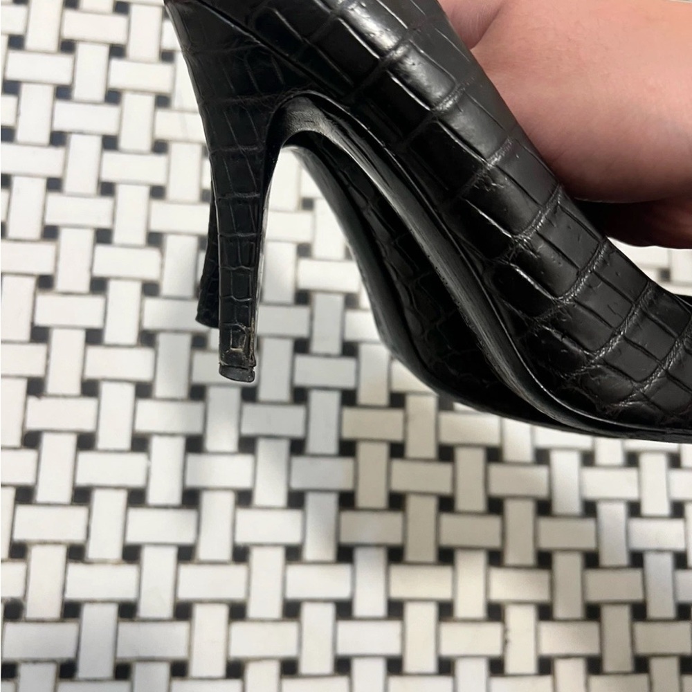 Ralph Lauren Purple Collection Black Croc Embossed Pumps size 7B Made in Italy - Picture 7 of 9
